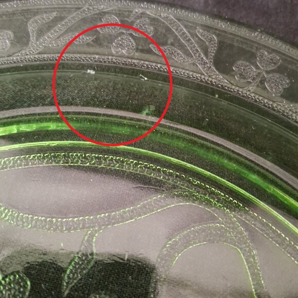Vintage Depression Glass Hazel Atlas Green Cloverleaf 3 Part 10" Grill Plate #2 - Picture 6 of 7